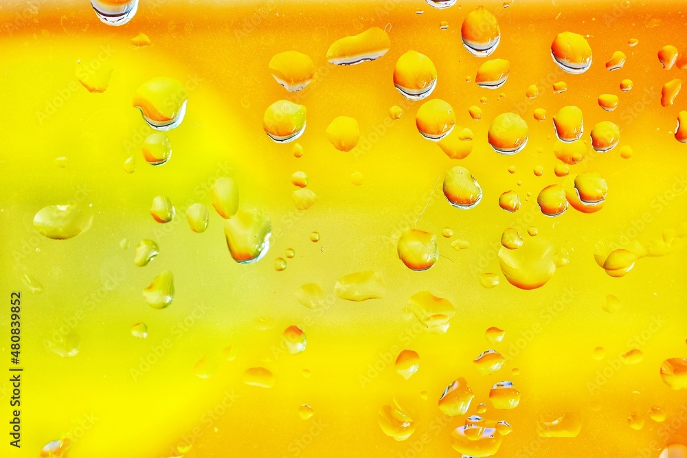 water drops on yellow