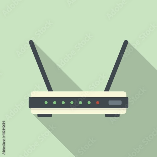 Antenna modem icon flat vector. Wifi internet