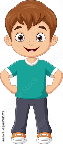 Cartoon funny little boy standing