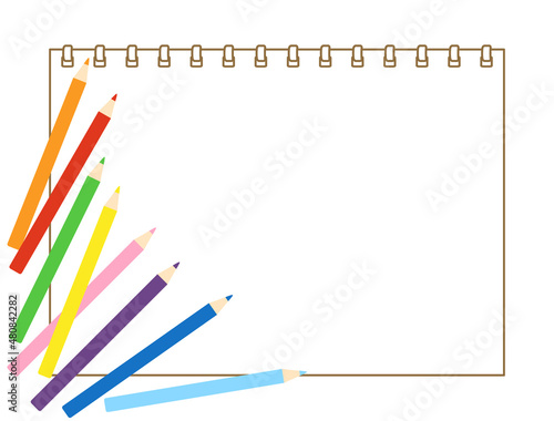 スケッチブックと色鉛筆のお絵かきイメージ