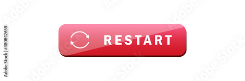 Vector realistic isolated restart button on the white background.
