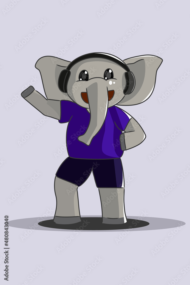 Cute animal elephant with dance character illustration Stock Vector | Adobe  Stock