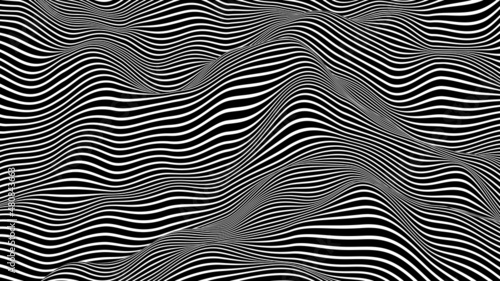 Optical Art Abstract Background Wave Design Black and White © evilwata