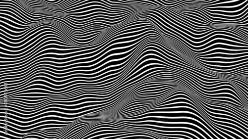 Optical Art Abstract Background Wave Design Black and White