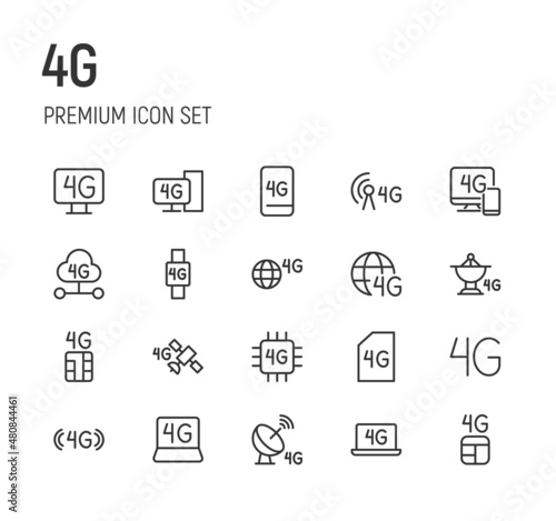 Set of 4g line icons.