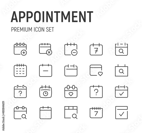 Set of appointment line icons.