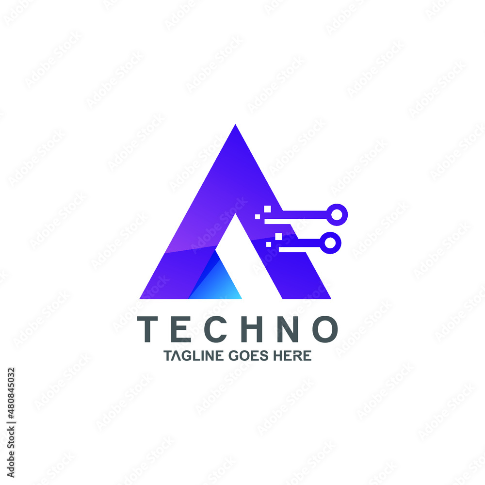 Obraz premium Gradient letter a techno logo