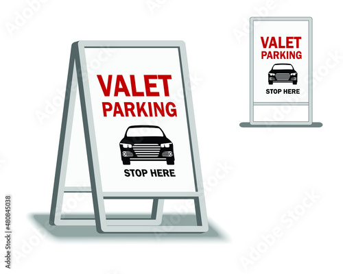 Vector illustration of Valet parking street sign board