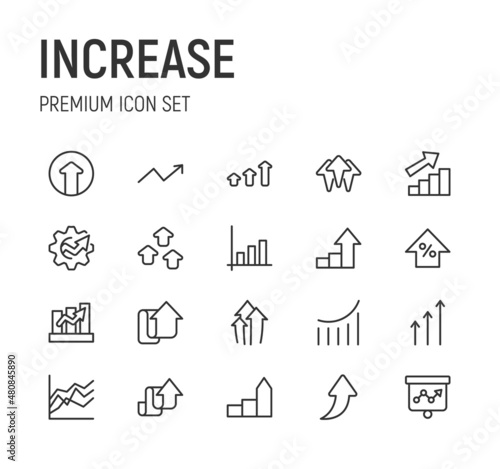 Set of increase line icons.