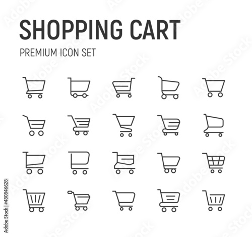 Foto Set of shopping cart line icons.