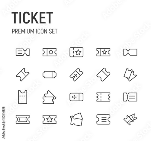 Set of ticket line icons.