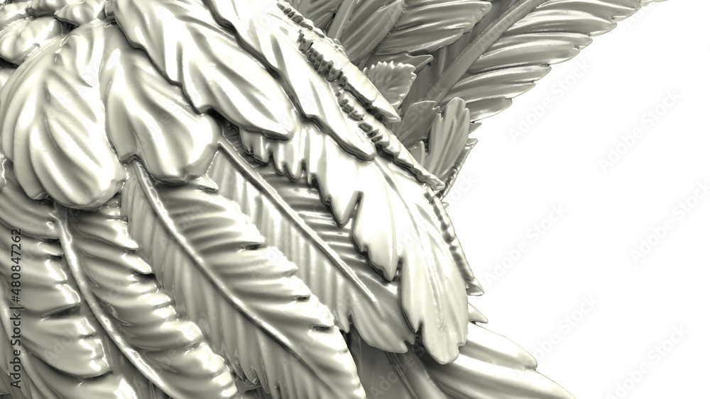 Overlapping white wings under white lighting background. Concept image of free activity, decision without regret and strategic action. 3D CG. 3D illustration. Overlapping white wings under white lighting background. Concept image of free activity, decision without regret and strategic action. 3D CG. 3D illustration.