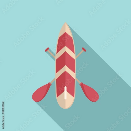 Sup surf icon flat vector. Paddle board