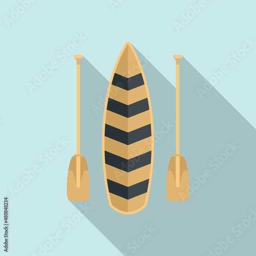 Water sup surf icon flat vector. Paddle board