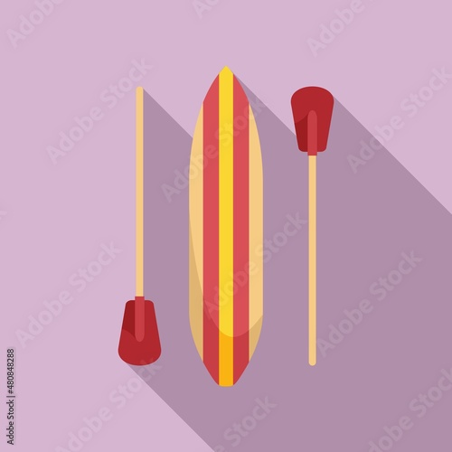 Beach sup surf icon flat vector. Board stand