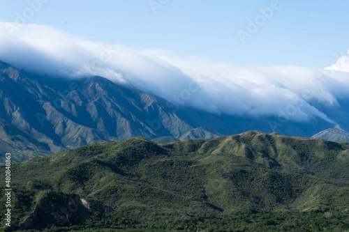 Clouds drifting over the mountains