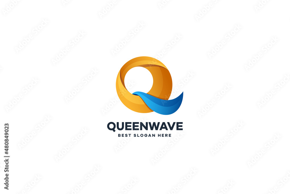 Fototapeta premium Abstract Letter Q Wave Gradient Logo