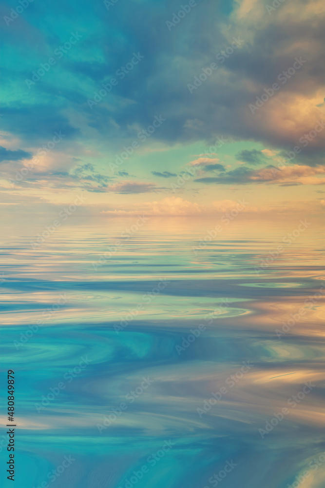 Clouds at dusk or dawn reflected on calm water Clouds at dusk or dawn reflected on calm water