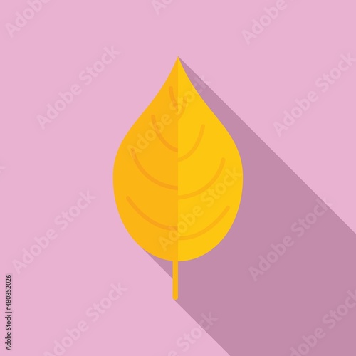 Yellow autumn leaf icon flat vector. Tree plant