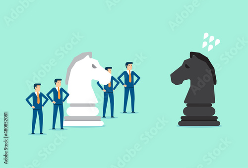 Business strategy plan and goal achievement, chess champion, game of business, achieve financial goal
