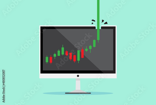 Bitcoin market was hit by a high price, Investing in the stock market and crypto currency, stock price up, buy cheap