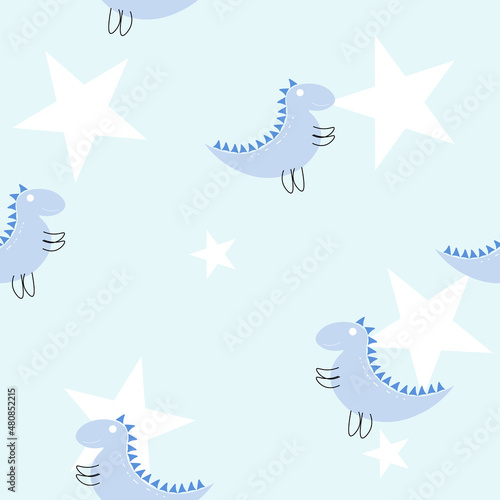 Cute dinosuar seamless pattern.Vector illustration