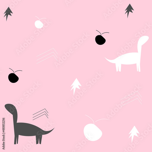 Cute dinosuar seamless pattern.Vector illustration