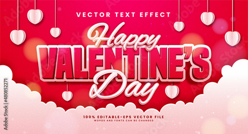 Happy valentine's day editable text style effect. Paper cut style text suitable for romantic or valentine themes.