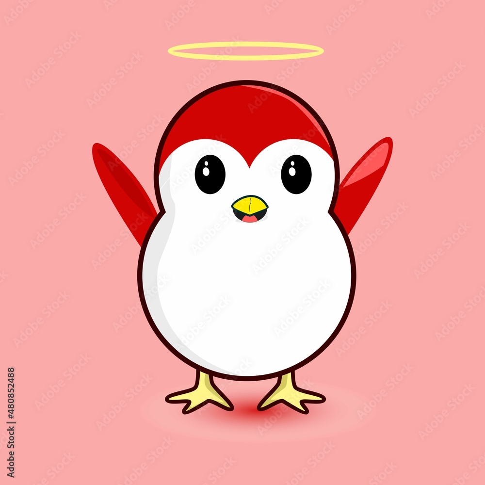 cute red penguin. vector isolated flat cartoon style animal love concept
cute red penguin. vector isolated flat cartoon style animal love concept