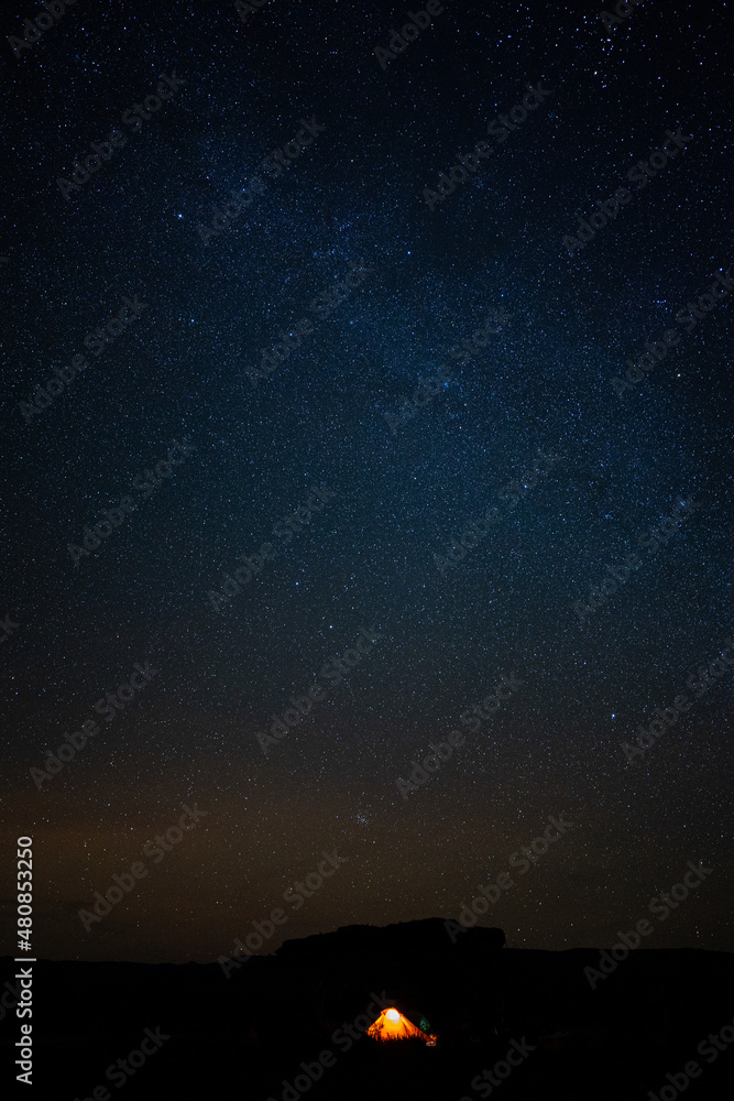 Camping under desert sky. Camping under desert sky.