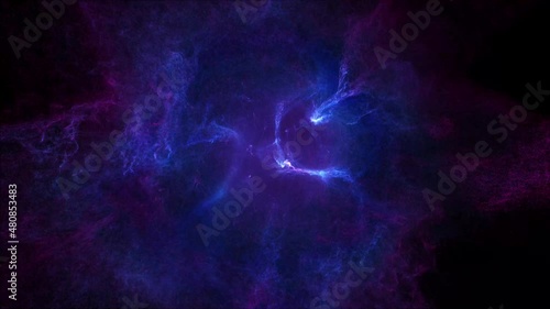 Ripple of abstract pink-blue plasma on a black background.