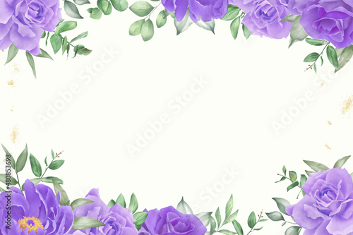 Elegant Watercolor Floral Background Design with Hand Drawn Peony and Leaves