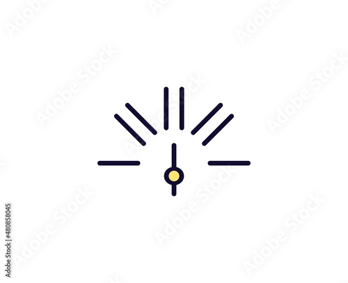 Speedometer flat icon. Thin line signs for design logo, visit card, etc. Single high-quality outline symbol for web design or mobile app. Sign outline pictogram.