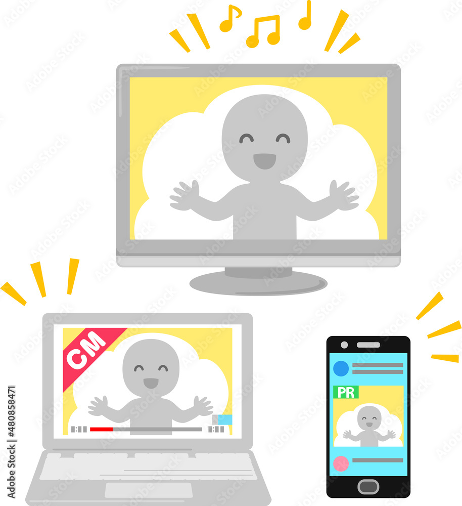 CM、広告を映しているテレビやスマートフォン