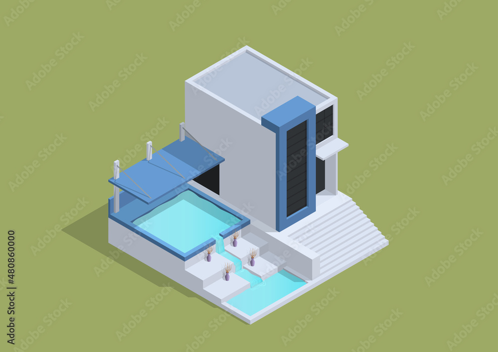 Fototapeta premium isometric modern and minimalist house