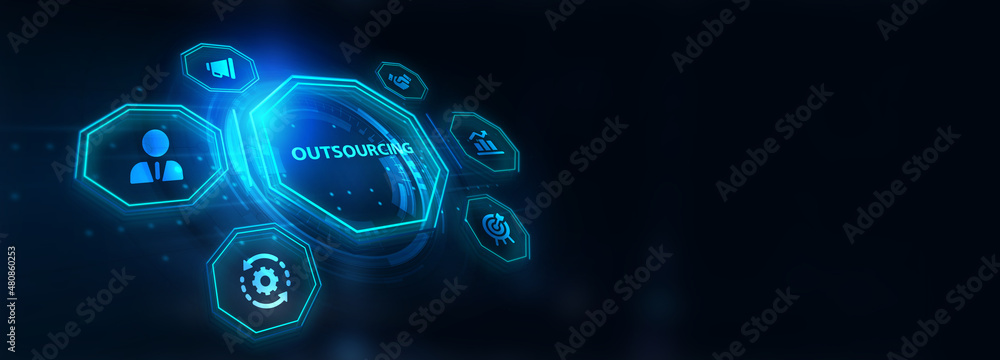 Business, Technology, Internet and network concept. Outsourcing human resources. 3d illustration Business, Technology, Internet and network concept. Outsourcing human resources. 3d illustration