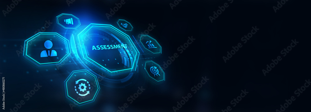 Business, Technology, Internet and network concept. Assessment analysis evaluation measure. 3d illustration Business, Technology, Internet and network concept. Assessment analysis evaluation measure. 3d illustration