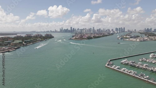 Flight over Government Cut channel at Miami Beach into Biscayne Bay photo