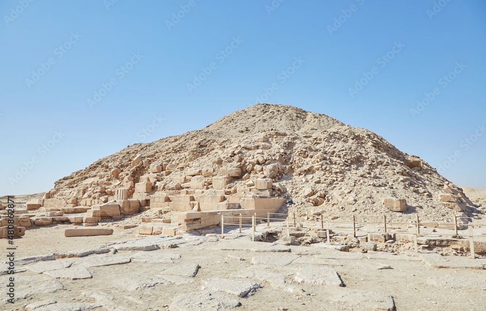 The Pyramid of Unas at Saqqara, known for the Pyramid Texts