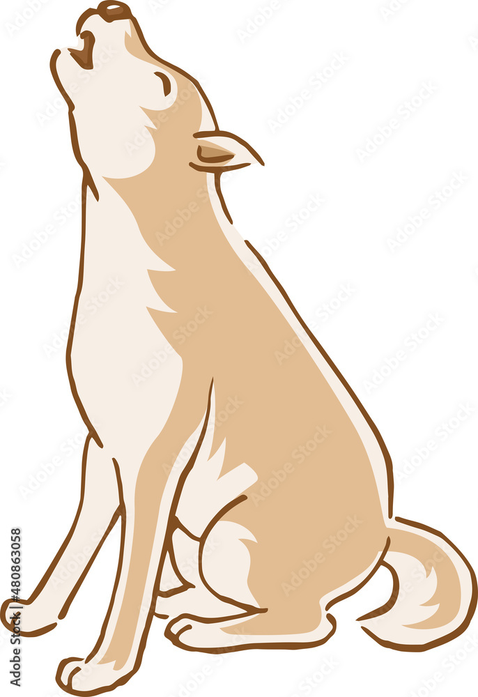 遠吠えをしている犬のイメージイラスト 手描き Stock Vector Adobe Stock