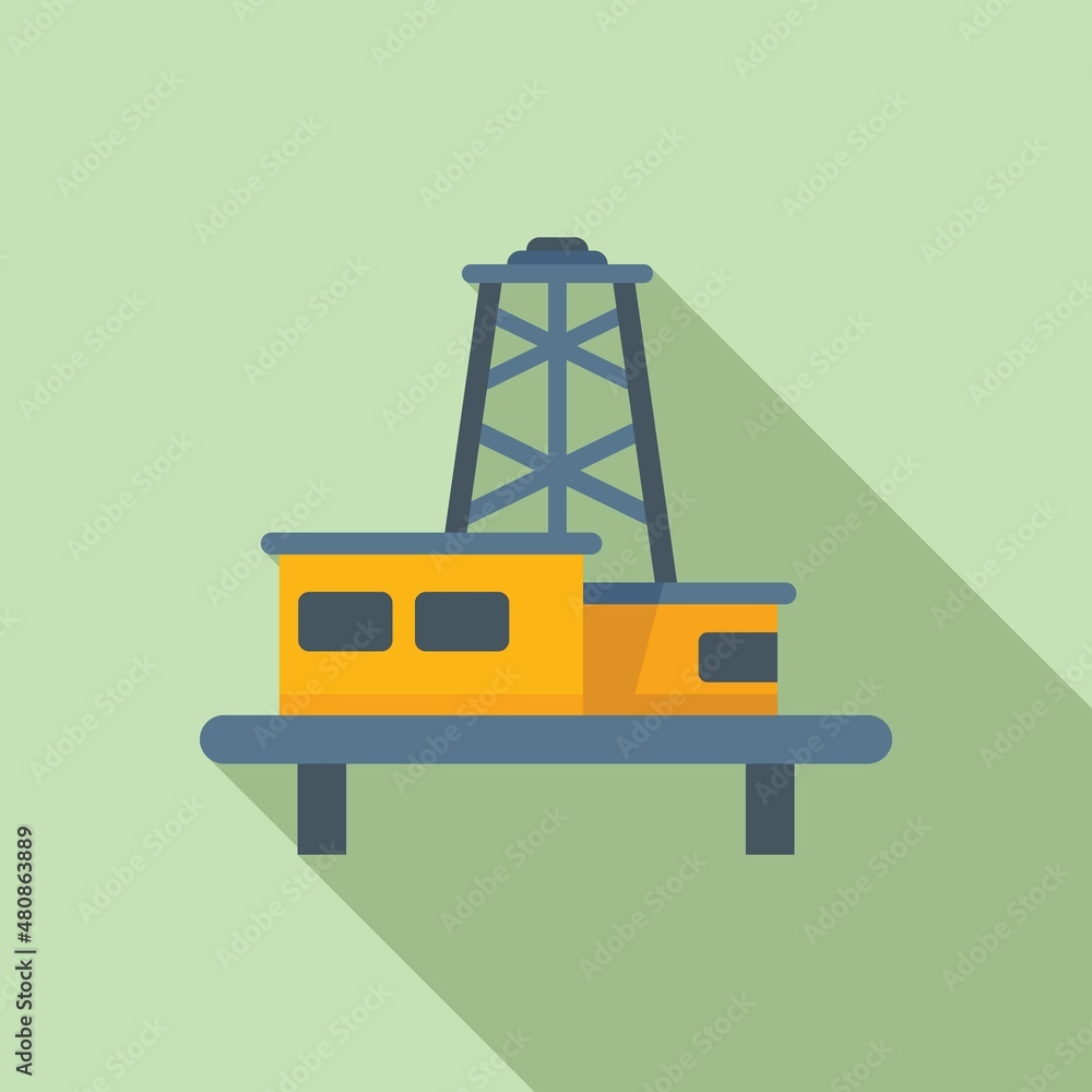 Sea oil extraction icon flat vector. Global climate Sea oil extraction icon flat vector. Global climate