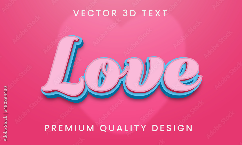 valentine day editable 3d texxt effect template