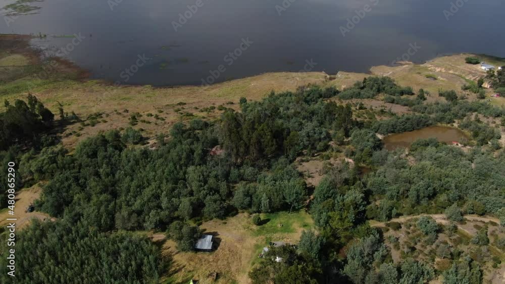 aerial drone view of the guatavita lagoon in Colombia. beautiful lagoon in Cundinamarca, Colombia. DJI Mavic 2 zoom drone shoot. aerial drone view of the guatavita lagoon in Colombia. beautiful lagoon in Cundinamarca, Colombia. DJI Mavic 2 zoom drone shoot.