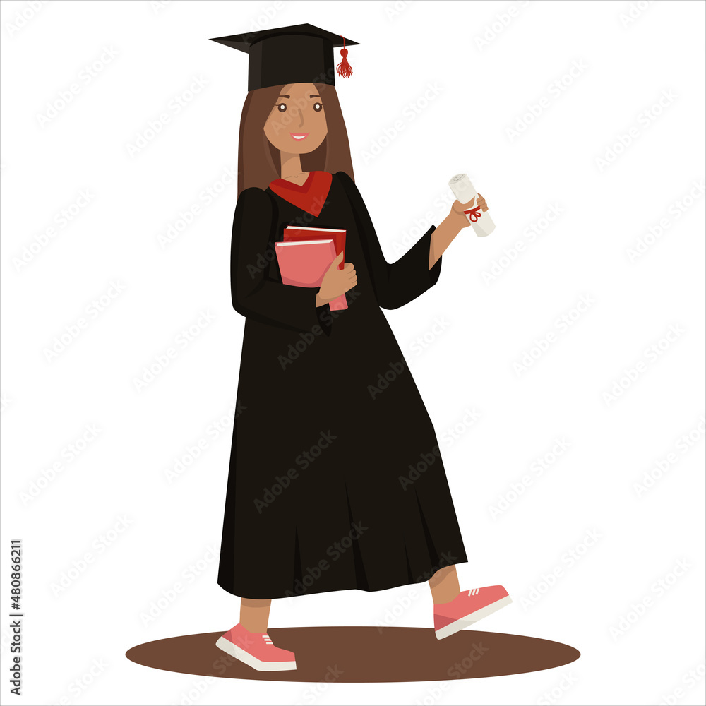 Graduate student. A girl in a graduate's robe on a white background. Graduate student. A girl in a graduate's robe on a white background.