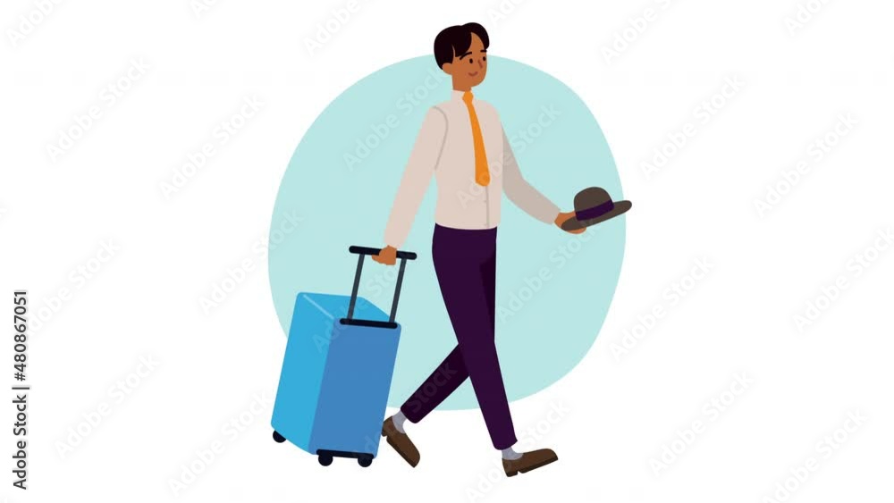 traveler walking with suitcase animation traveler walking with suitcase animation