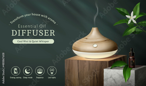 3d natural luxury aroma diffuser ad photo