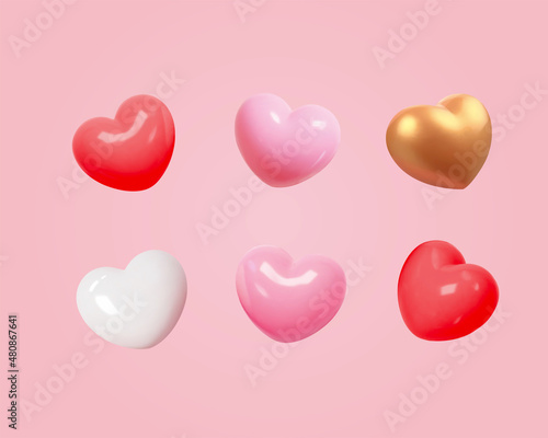 3d cartoon heart balloons