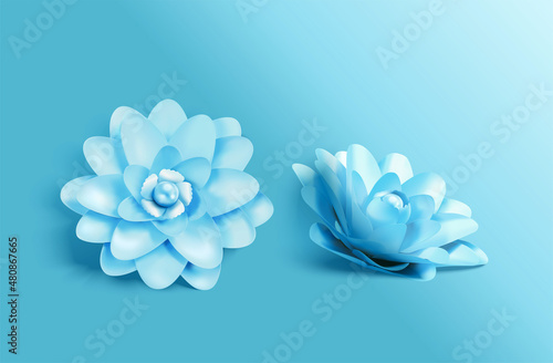 Blue paper camellia flowers