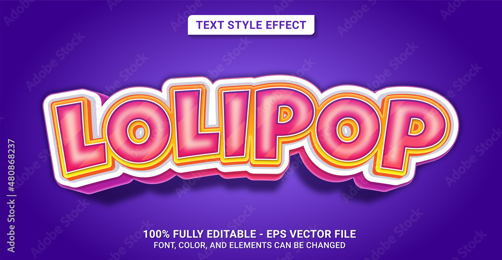 Text Style with Lolipop Theme. Editable Text Style Effect.