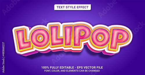Text Style with Lolipop Theme. Editable Text Style Effect.